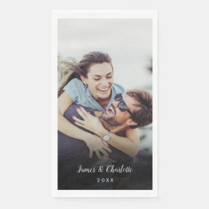 Minimalistischer personalisierter Foto-Skriptname  Serviette