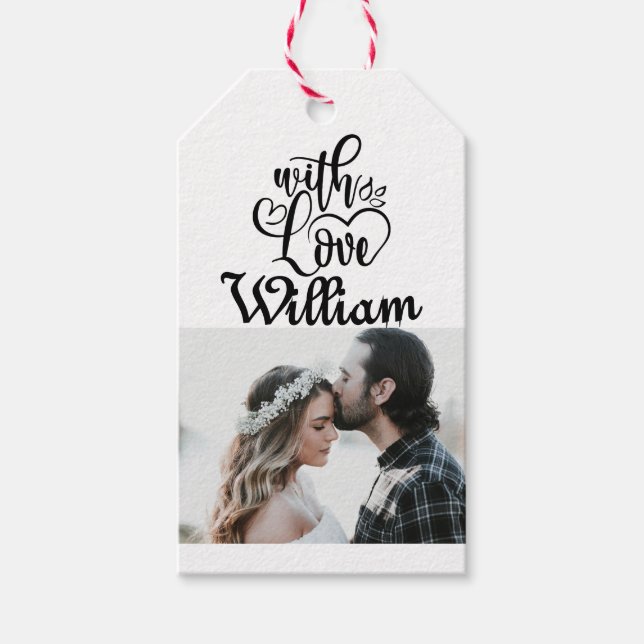 Minimalistischer Personalisierter Foto Valentinsta Geschenkanhänger (Vorderseite)