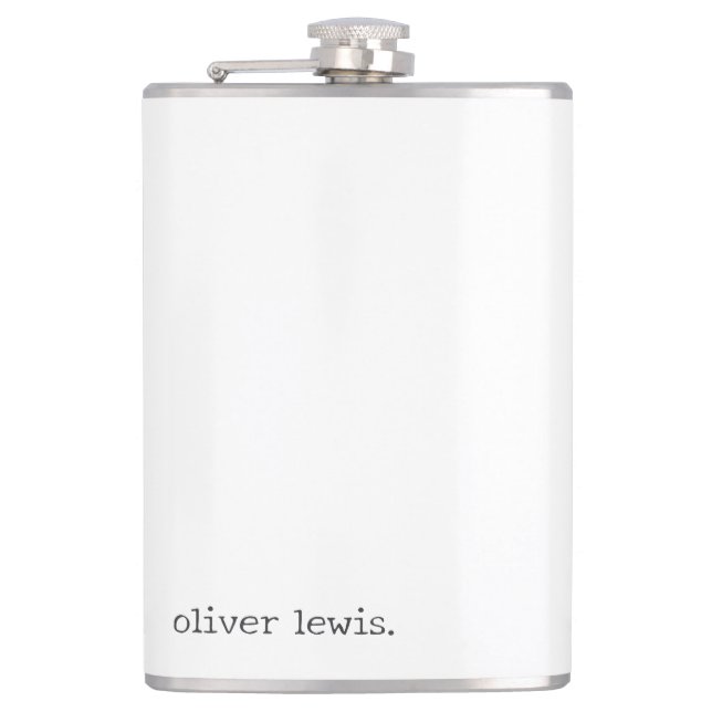 Minimalistischer personalisierter Schreibmaschinen Flachmann (Vorderseite)