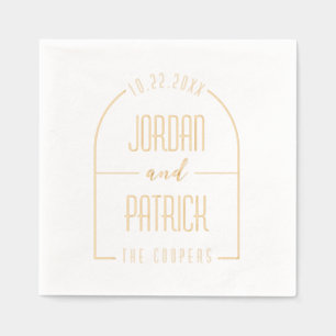 Minimalistischer Pfeil Personalisiert Name und Dat Servietten Mit Folie