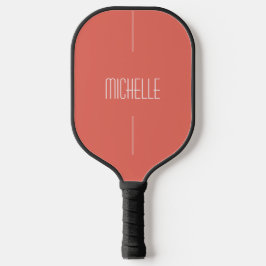 Minimalistischer Pfirsich mit Namen Pickleball Schläger