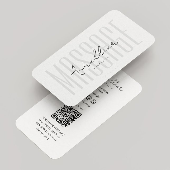 Minimalistischer Physikalischer Massagetherapeut C Visitenkarte (Minimalist Physical Massage Therapist Clean White Business Card
)