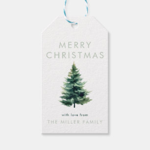 Minimalistischer Pine Tree Grüner Weihnachtsurlaub Geschenkanhänger