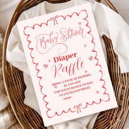 Minimalistischer Pink Bow Doodle Baby Diapper Raff Begleitkarte