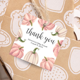 Minimalistischer Pink Pumpkin Fall Baby Duschplatz Geschenkanhänger