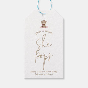 Minimalistischer Pink Teddy Bear Baby Dusche Pop I Geschenkanhänger