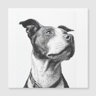 Minimalistischer Pitbull Schwarz-Weiß-Kunst Magnetkarte