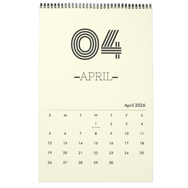 Minimalistischer Planungskalender Kalender (Apr 2026)