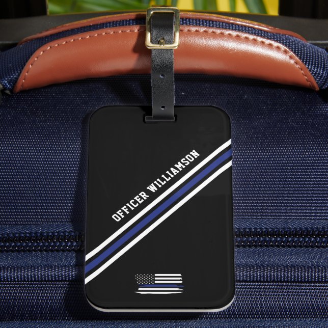 Minimalistischer Polizeibeamter für Thin Blue Line Gepäckanhänger (Vorderseite Insitu 2)