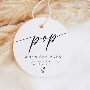 Minimalistischer Pop, wenn sie Champagner-Runde Po Geschenkanhänger