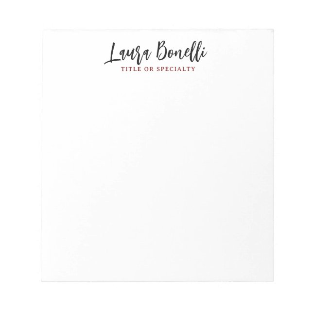 Minimalistischer professioneller handschriftlicher notizblock (Vorderseite)