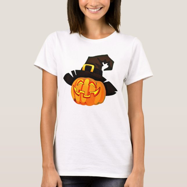 Minimalistischer Pumpkin-Hexenhut T-Shirt (Vorderseite)
