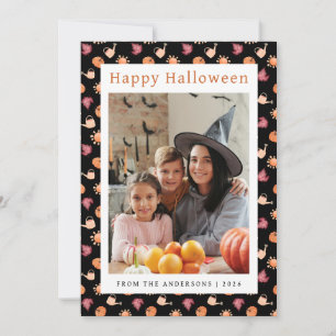 Minimalistischer Pumpkin Vintag Happy Halloween 1 Feiertagskarte