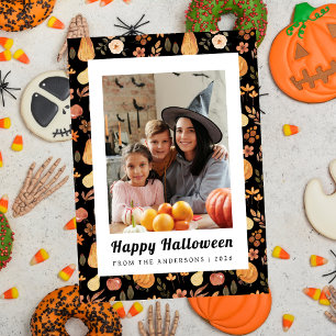 Minimalistischer Pumpkin Vintag Happy Halloween 1 Feiertagskarte