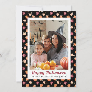 Minimalistischer Pumpkin Vintag Happy Halloween 1 Feiertagskarte