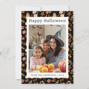 Minimalistischer Pumpkin Vintag Happy Halloween 1 Feiertagskarte