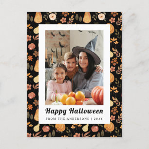 Minimalistischer Pumpkin Vintag Happy Halloween 1 Feiertagspostkarte