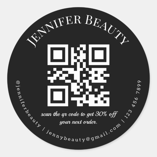 Minimalistischer QL-Code für kleine Unternehmen Sc Runder Aufkleber (Vorderseite)