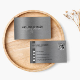 Minimalistischer QR-Code aus metallischem Bürstens Visitenkarte