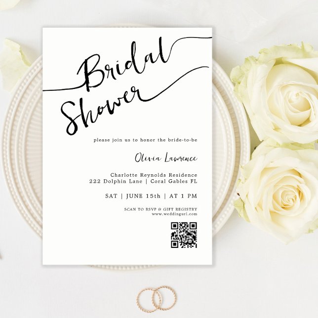 Minimalistischer QR Code Bridal Dusche Einladung (Von Creator hochgeladen)