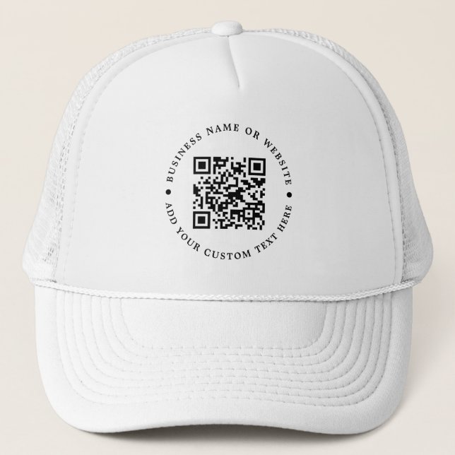 Minimalistischer QR Code Business Hat - Weißes Des Truckerkappe (Vorderseite)