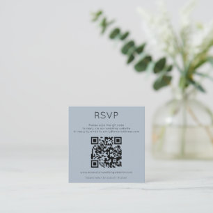 Minimalistischer QR-Code Dusty Blue Hochzeits-RSVP Begleitkarte
