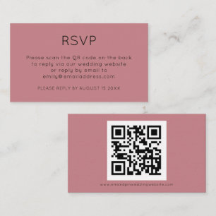 Minimalistischer QR-Code Dusty Rose Wedding RSVP Begleitkarte