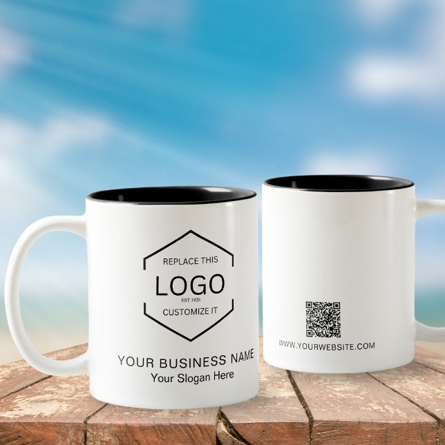 Minimalistischer QR-Code Firmenlogo Zweifarbige Tasse (Von Creator hochgeladen)