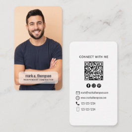 Minimalistischer QR-Code-Foto-Connect-Moderne-Weiß Visitenkarte