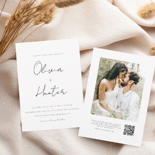 Minimalistischer QR Code Foto Hochzeitsempfang Einladung