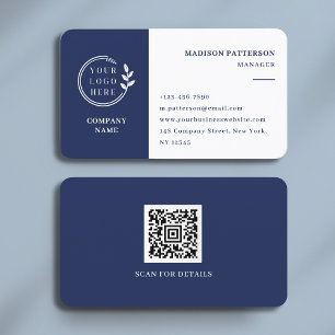 Minimalistischer QR-Code für blauweiße Logos Visitenkarte