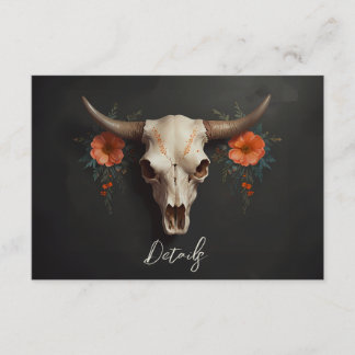 Minimalistischer QR-Code für Boho Floral Cow Skull Begleitkarte