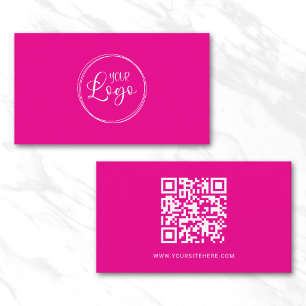 Minimalistischer QR-Code für das  Rosa und Weiß-Lo Visitenkarte