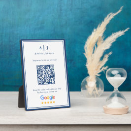Minimalistischer QR-Code für die blaue Monogram-Pr Fotoplatte