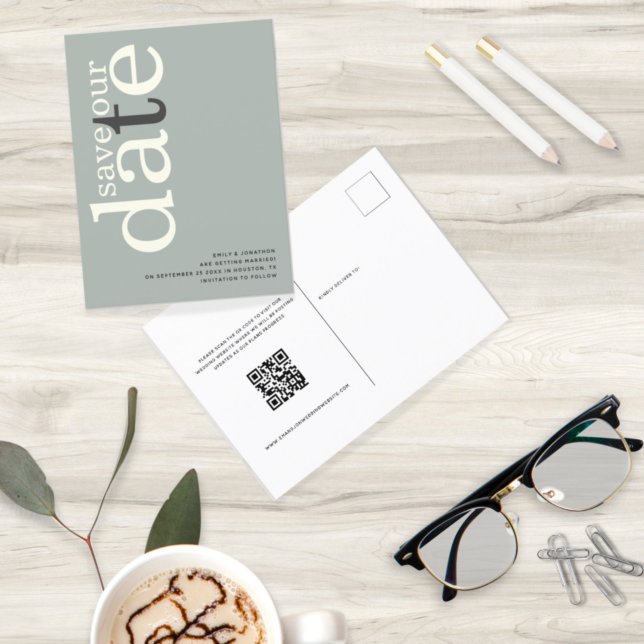 Minimalistischer QR-Code für Elfenbeinkühe Save th Postkarte (Von Creator hochgeladen)