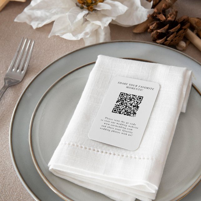 Minimalistischer QR-Code für Hochzeiten von Fotos Begleitkarte (Black And White Minimalist QR Code Wedding Photos Enclosure Card)
