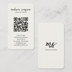 Minimalistischer QR-Code für leichte Creme Visitenkarte