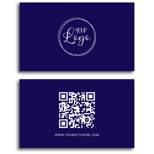 Minimalistischer QR-Code für Navy Blue und White L Visitenkarte
