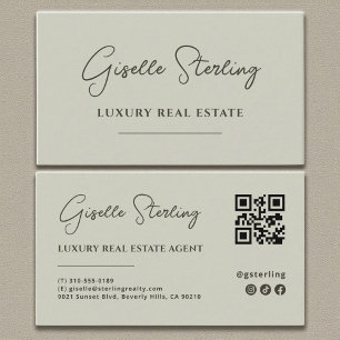 Minimalistischer QR-Code für Sage Green Visitenkarte