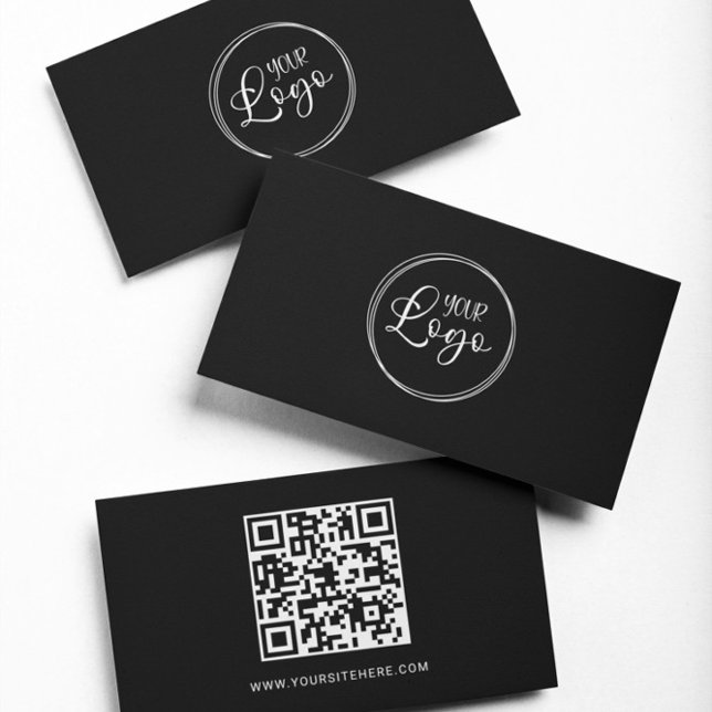 Minimalistischer QR-Code für Schwarzweiß-Logos Visitenkarte (Black and White Logo Minimalist QR Code Business Card)