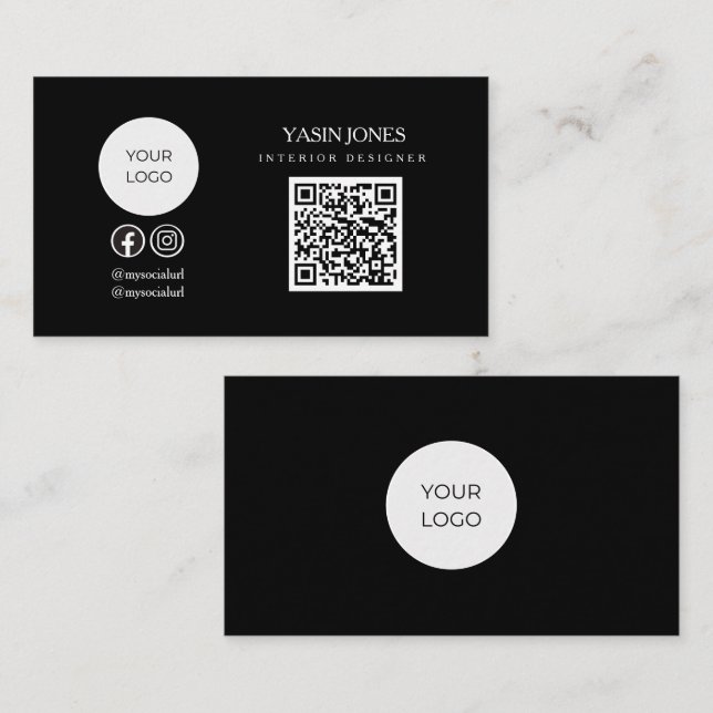 Minimalistischer QR-Code Gesellschaftslogo-Visiten Visitenkarte (Vorne/Hinten)