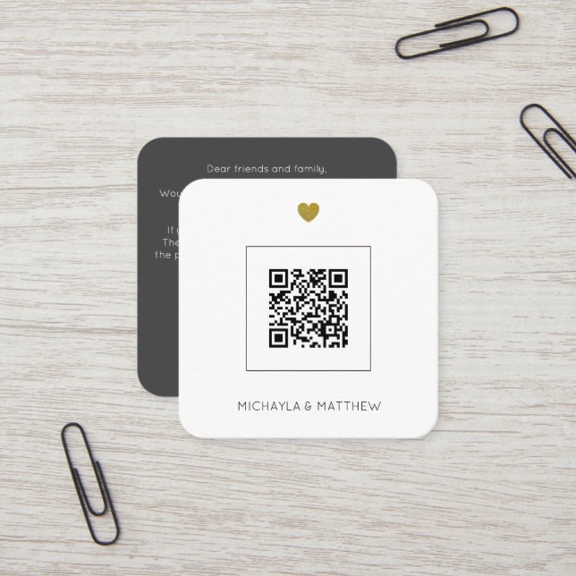 Minimalistischer QR Code Gray Wedding Einladung (Vorderseite/Rückseite Beispiel)