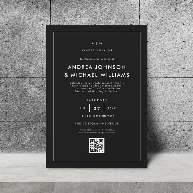 Minimalistischer QR-Code-Hochzeit Einladung (Von Creator hochgeladen)