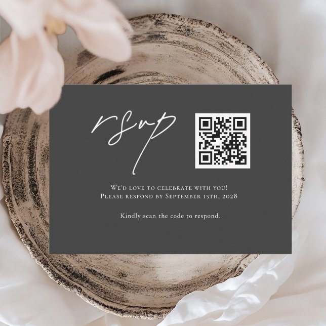 Minimalistischer QR-Code Hochzeit modern RSVP Karte (Von Creator hochgeladen)