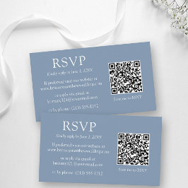 Minimalistischer QR-Code Hochzeiten Dusty Blue UAW Begleitkarte