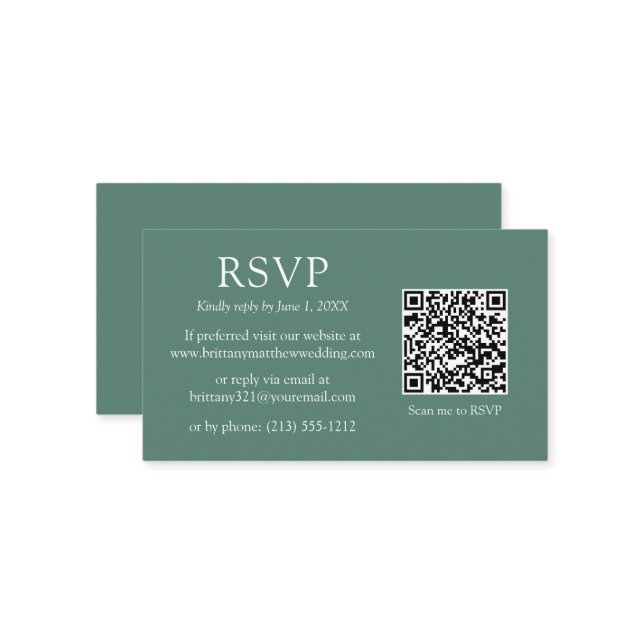 Minimalistischer QR Code Hochzeiten Eukalyptus Gre Begleitkarte (Vorderseite/Rückseite Beispiel)