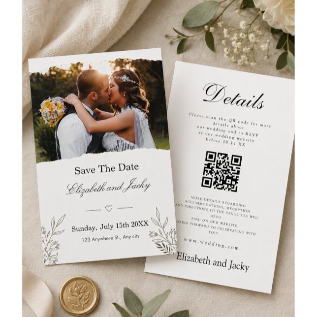 Minimalistischer QR-Code-Hochzeitstermin Save The Date (Von Creator hochgeladen)