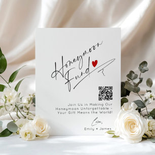 Minimalistischer QR-Code Honeymoon-Fonds Hochzeit Poster