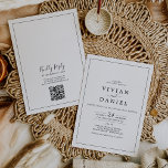 Minimalistischer QR-Code in einer Hochzeit Einladung<br><div class="desc">Dieser minimalistische QR-Code alles in einer Hochzeitseinladung ist perfekt für eine einfache Hochzeit. Das moderne romantische Design besticht durch klassische schwarz-weiße Typografie gepaart mit einer rustikalen und eleganten Kalligraphie mit Vintagem handgeschriebenem Stil. Anpassbar in jeder Farbe. Behalt das Design einfach und elegant, wie es ist, oder personalisiere es durch Hinzufügen...</div>