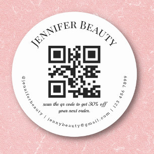 minimalistischer QR-Code kleines Geschäft Schönhei Runder Aufkleber